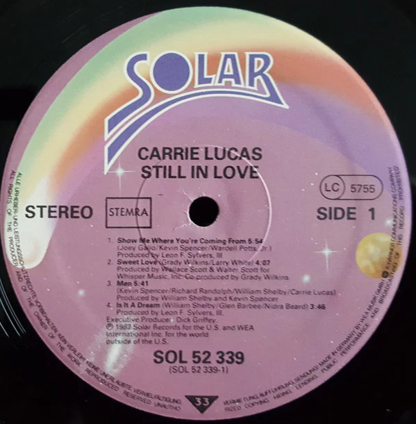Carrie Lucas - Still In Love (LP, Album) - Image 3