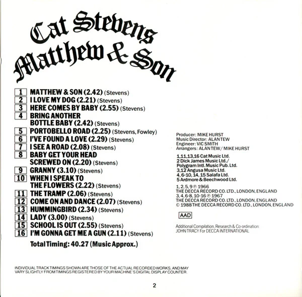 Cat Stevens - Matthew & Son (CD, Album, RM) - Image 5