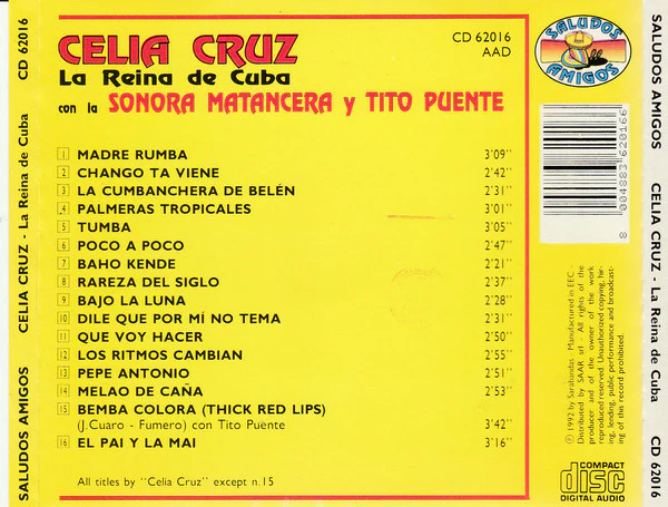 Celia Cruz Con La Sonora Matancera Y Tito Puente - La Reina De Cuba (CD, Comp) - Image 2