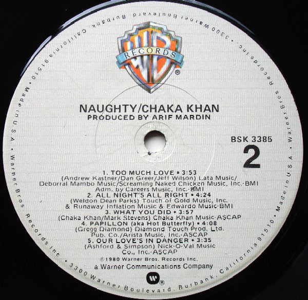 Chaka Khan - Naughty (LP, Album, Win) - Image 4