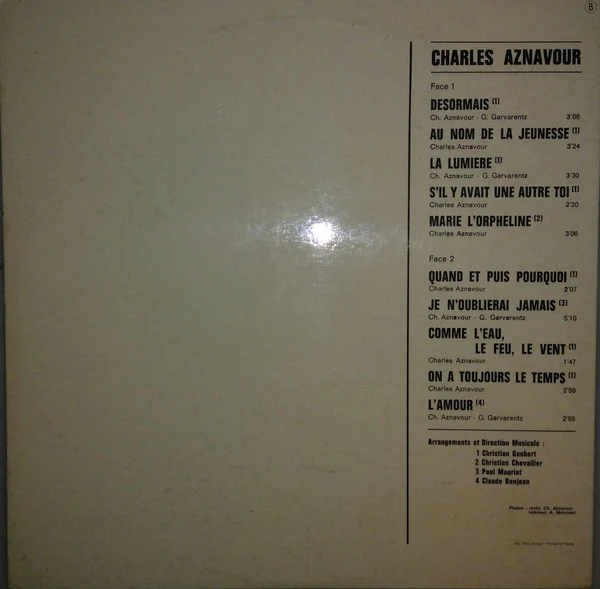 Charles Aznavour - Désormais... (LP, Album, Gat) - Image 2