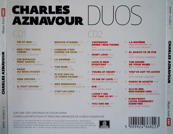Charles Aznavour - Duos (2xCD, Album) - Image 2