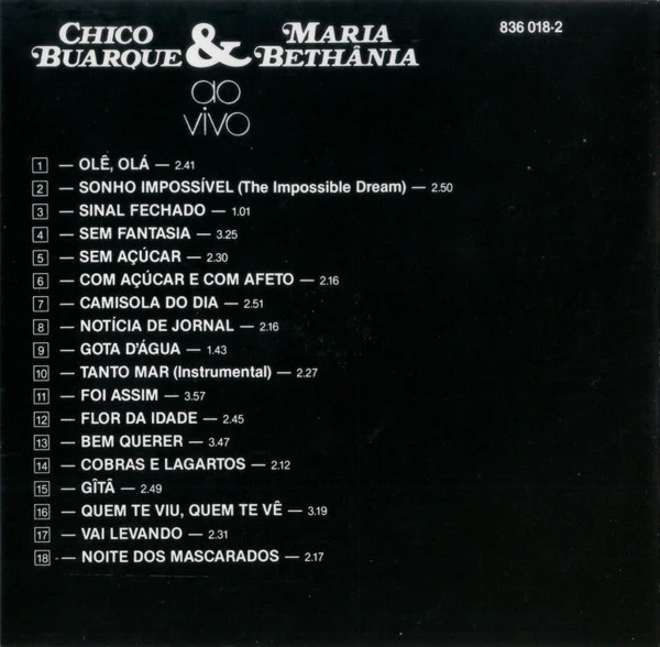 Chico Buarque & Maria Bethânia - Chico Buarque & Maria Bethânia Ao Vivo (CD, RM) - Image 5