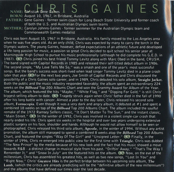 Chris Gaines - Greatest Hits / Garth Brooks In The Life Of Chris Gaines (HDCD, Album) - Image 4