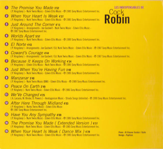 Cock Robin - Les Indispensables De Cock Robin (CD, Comp) - Image 2