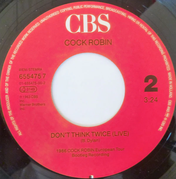 Cock Robin - Worlds Apart (7", Single) - Image 4