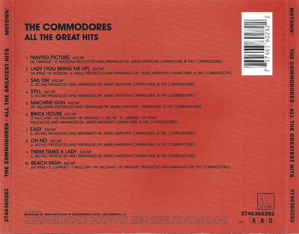 Commodores - All The Great Hits (CD, Comp, RP) - Image 2