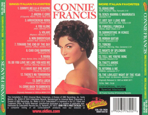 Connie Francis - Sings Italian Favorites / More Italian Favorites (CD, Comp, RE, RM) - Image 2