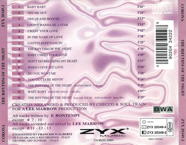 Corona - The Rhythm Of The Night (CD, Album) - Image 2