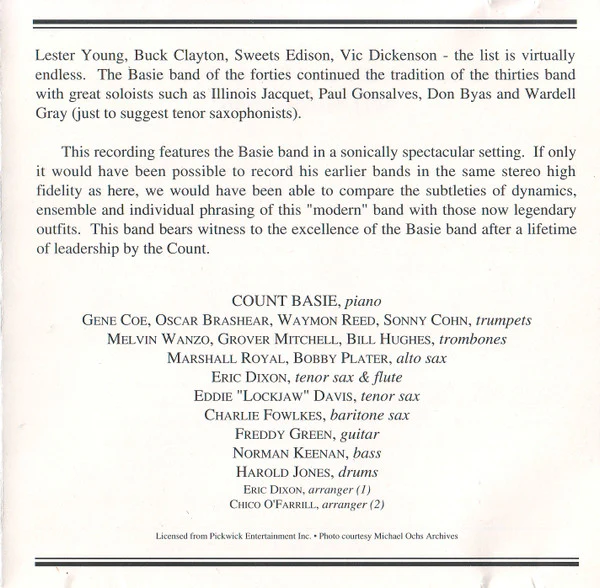 Count Basie & His Orchestra* - Ain't Misbehavin' (CD, Album, RE) - Image 4