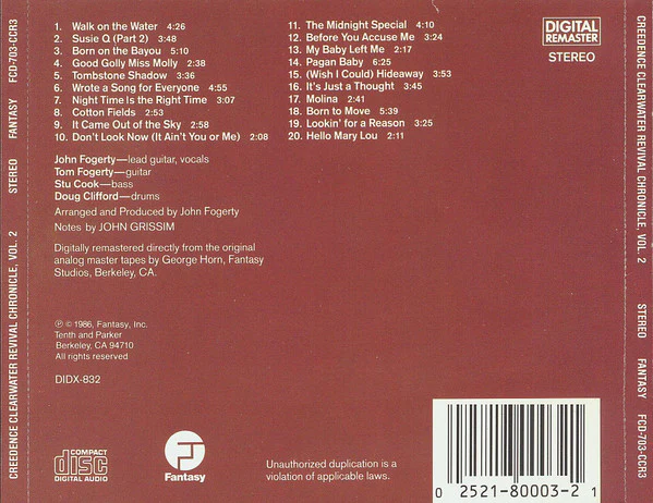 Creedence Clearwater Revival - Chronicle Volume Two (CD, Comp, RM) - Image 2