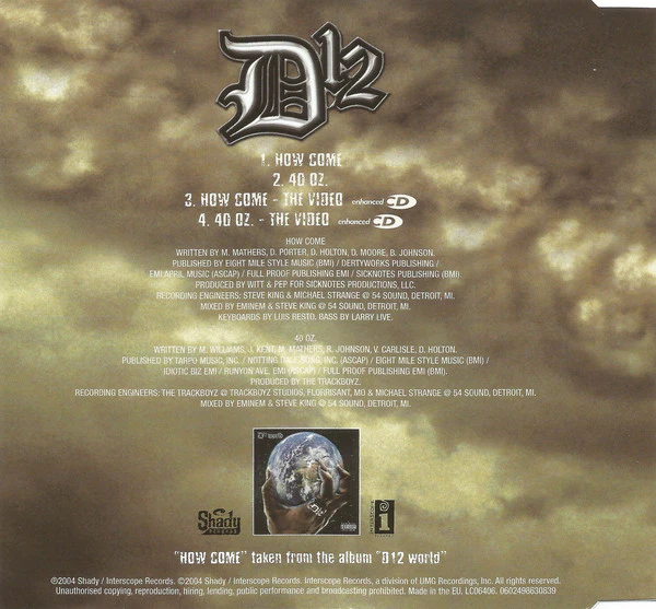 D12 - How Come (CD, Single, Enh) - Image 2