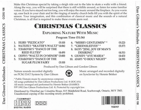 Dan Gibson - Christmas Classics (CD, Album, Club) - Image 2