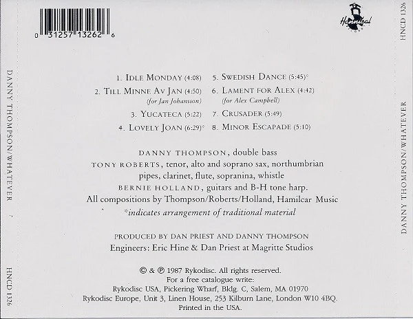 Danny Thompson - Whatever (CD, Album, RE) - Image 2