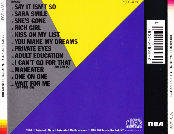 Daryl Hall  John Oates* - Greatest Hits (Rock 'N Soul Part 1) (CD, Comp) - Image 2
