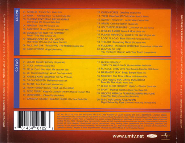 Dave Pearce - 40 Classic Dance Anthems Vol 3 (2xCD, Comp) - Image 2