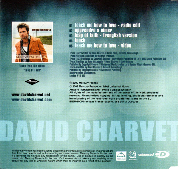 David Charvet - Teach Me How To Love (CD, Maxi, Enh) - Image 2