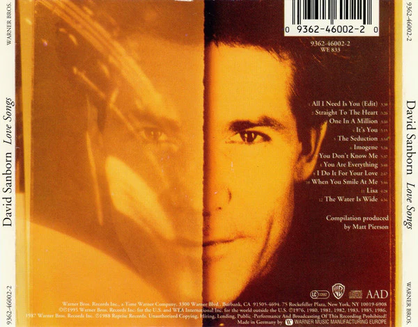 David Sanborn - Love Songs (CD, Comp) - Image 2
