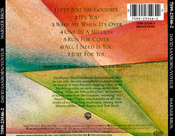David Sanborn - Voyeur (CD, Album, RE) - Image 3