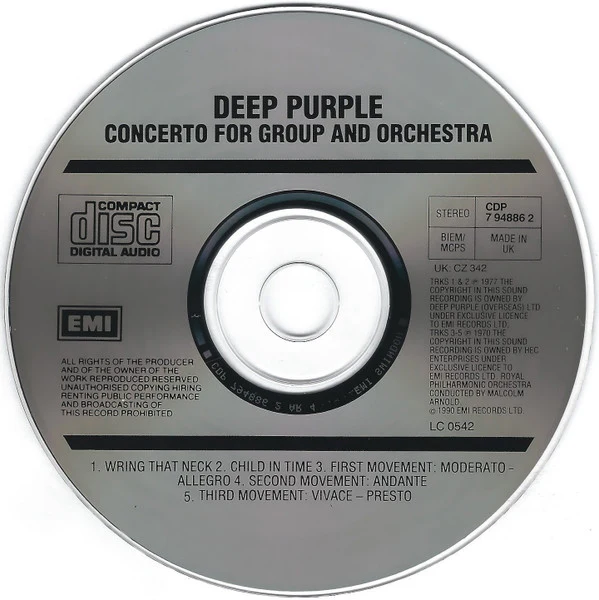 Deep Purple & The Royal Philharmonic Orchestra, Malcolm Arnold - Concerto For Group And Orchestra (CD, Album, RE) - Image 3