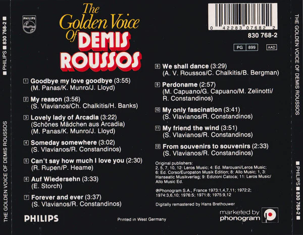 Demis Roussos - The Golden Voice Of Demis Roussos (CD, Comp) - Image 2