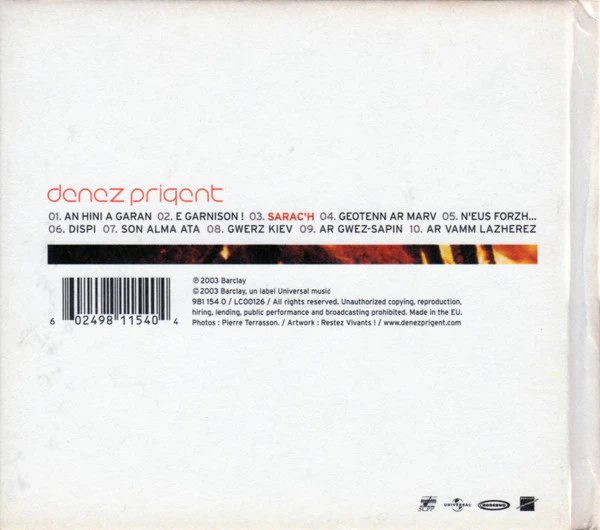 Denez Prigent - Sarac'h (CD, Album) - Image 2