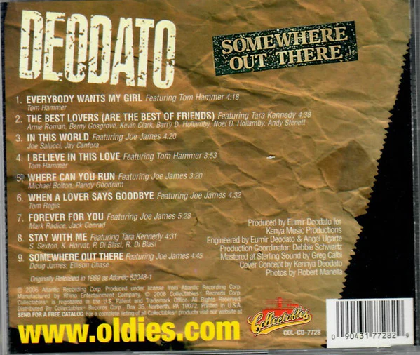 Deodato* Featuring Tara Kennedy, Joe James, Tom Hammer - Somewhere Out There (CD, Album, RE) - Image 4