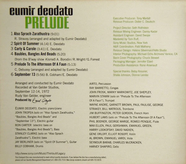 Deodato* - Prelude (CD, Album, RE, RM) - Image 5
