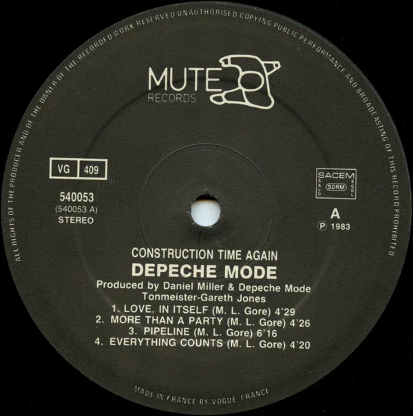 Depeche Mode - Construction Time Again (LP, Album) - Image 5