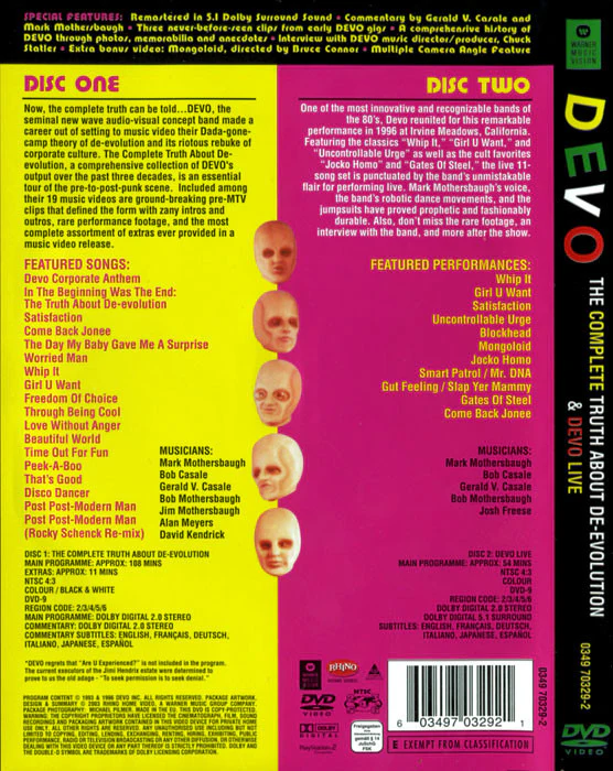 Devo - The Complete Truth About De-Evolution & Devo Live (2xDVD-V, Multichannel, NTSC) - Image 2