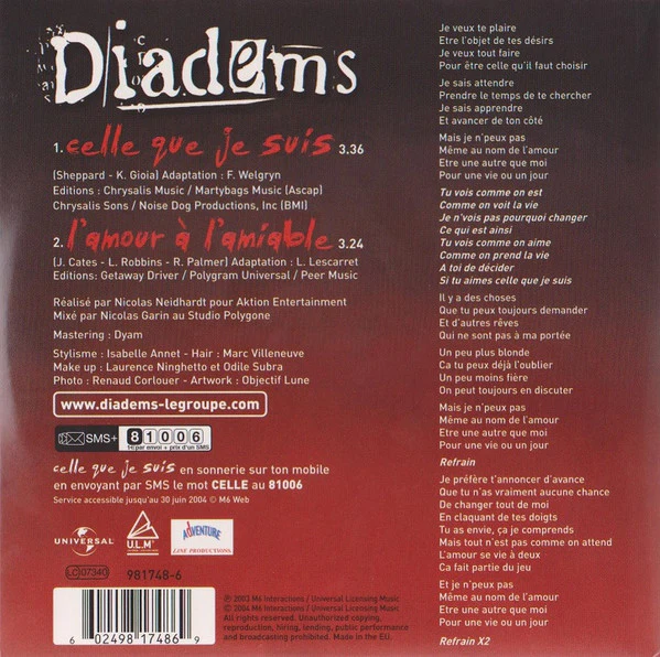 Diadems - Celle Que Je Suis (CD, Single) - Image 3