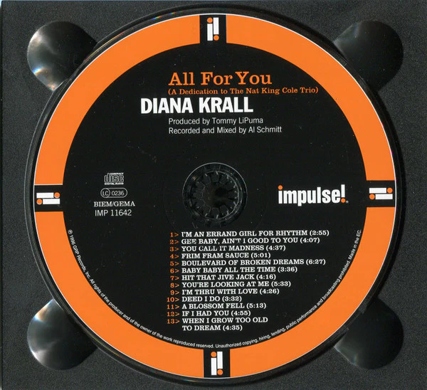 Diana Krall - All For You (A Dedication To The Nat King Cole Trio) (CD, Album) - Image 5