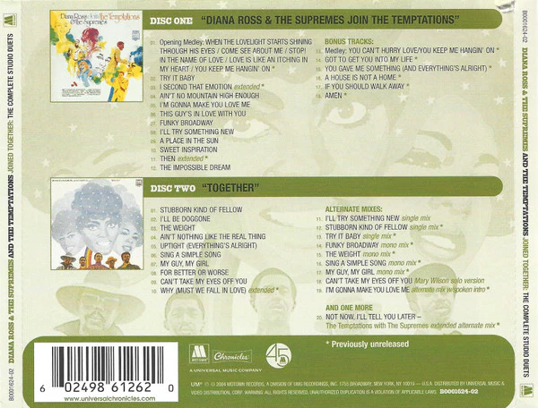 Diana Ross & The Supremes* And The Temptations - Joined Together: The Complete Studio Duets (2xCD, Comp, RM) - Image 2