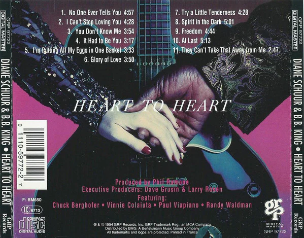 Diane Schuur & B.B. King - Heart To Heart (CD, Album) - Image 2