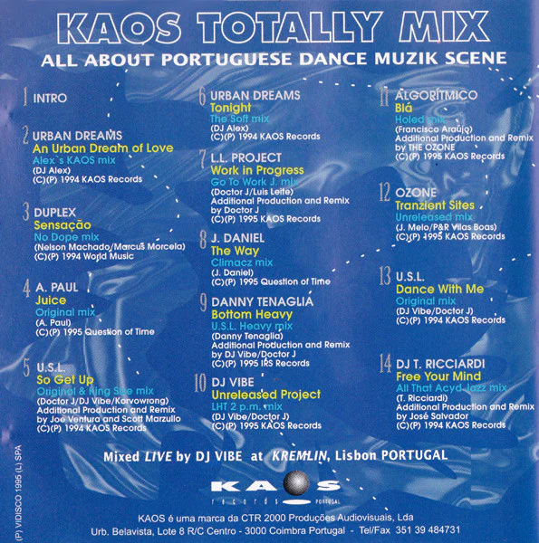 DJ Vibe - Kaos Totally Mix - All About Portuguese Dance Muzik Scene (CD, Mixed) - Image 4