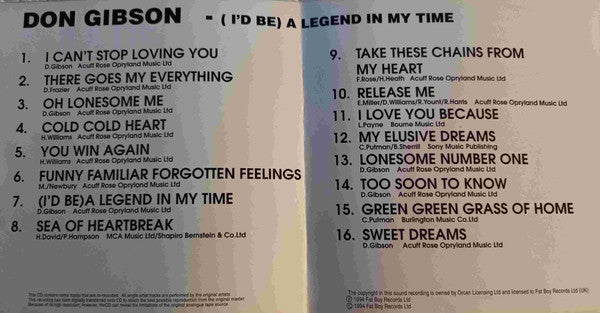 Don Gibson - (I'd Be) A Legend In My Time (CD) - Image 3