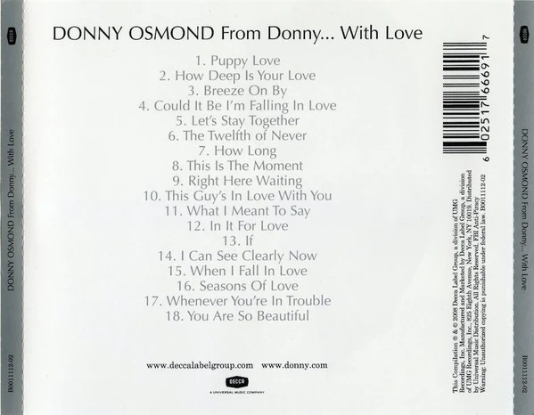 Donny Osmond - From Donny... with Love (CD, Album, Comp) - Image 2