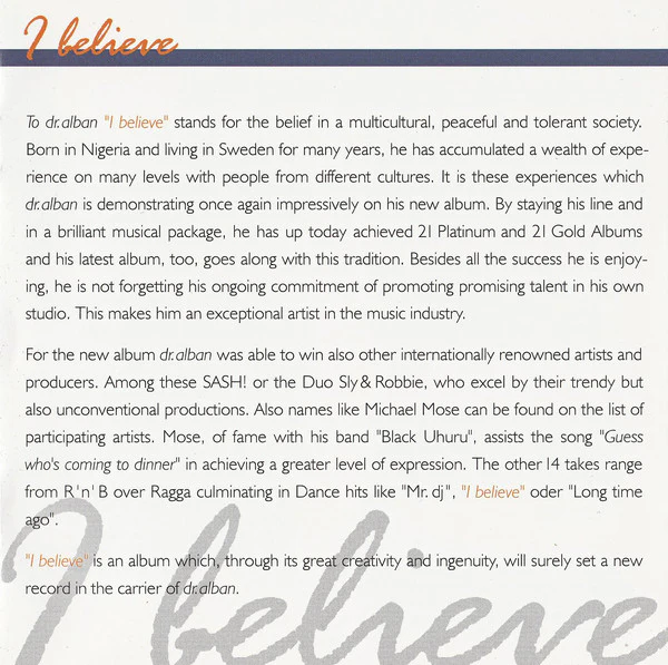 Dr. Alban - I Believe (CD, Album) - Image 4