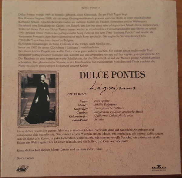 Dulce Pontes - Lágrimas (CD, Album) - Image 3