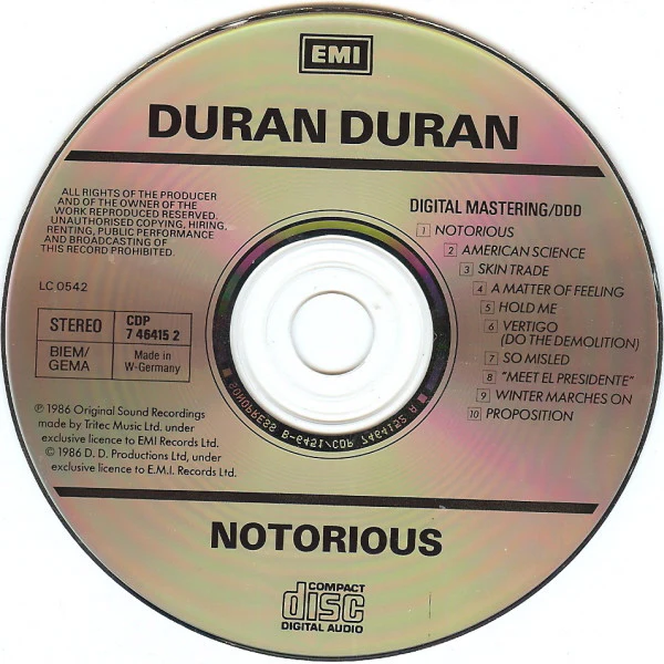 Duran Duran - Notorious (CD, Album) - Image 3