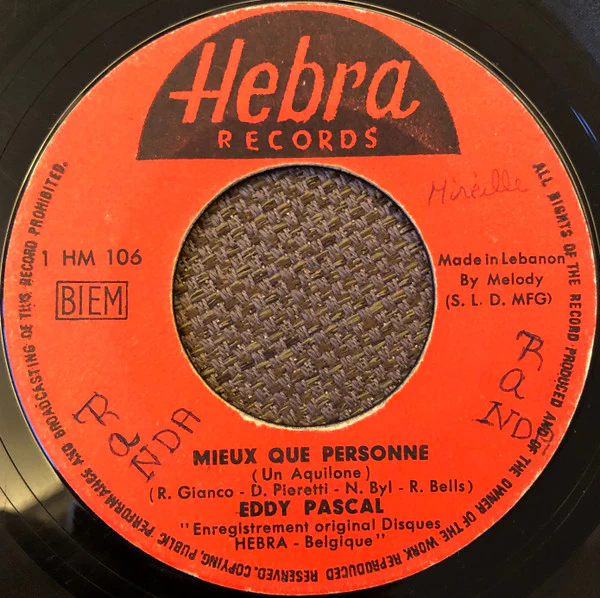 Eddy Pascal - J'Ecrirai Ton Nom Sur Le Sable / Mieux Que Personne (7", Single)