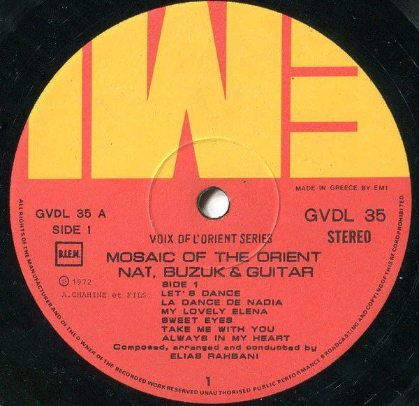 Elias Rahbani - Mosaic Of The Orient (Näi, Buzuk & Guitar) (LP, Album) - Image 3