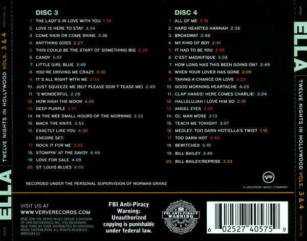 Ella Fitzgerald - Twelve Nights In Hollywood, Vols. 3 & 4 (2xCD, Album, RM) - Image 2