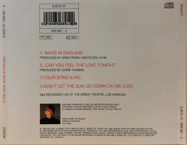 Elton John - Made In England (CD, Single) - Image 2