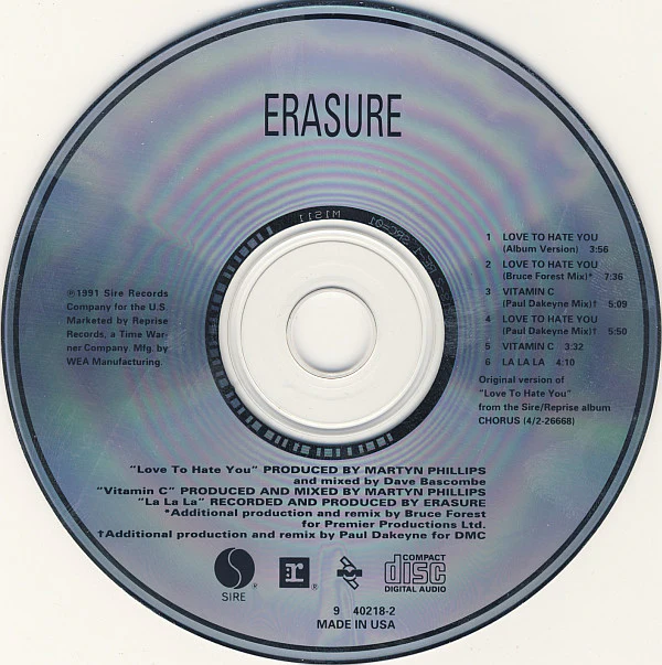 Erasure - Love To Hate You (CD, Maxi, Dig) - Image 4