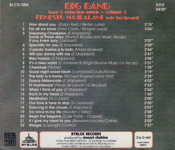 Ernesto Majdalani - Big Band Jazz & Relaxing Music - Vol 1 (CD, Album) - Image 2