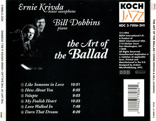 Ernie Krivda, Bill Dobbins - The Art Of The Ballad (CD, Album) - Image 3