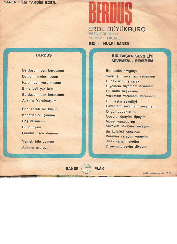 Erol Büyükburç - Berduş / Bir Başka Sevgiliyi Sevemem... Sevemem... (7", Single) - Image 2