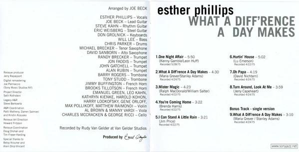 Esther Phillips W/ Beck* - What A Diff'rence A Day Makes (CD, Album, RE, RM) - Image 2