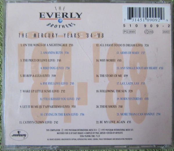 Everly Brothers - The Mercury Years 84 - 88 (CD, Comp) - Image 2